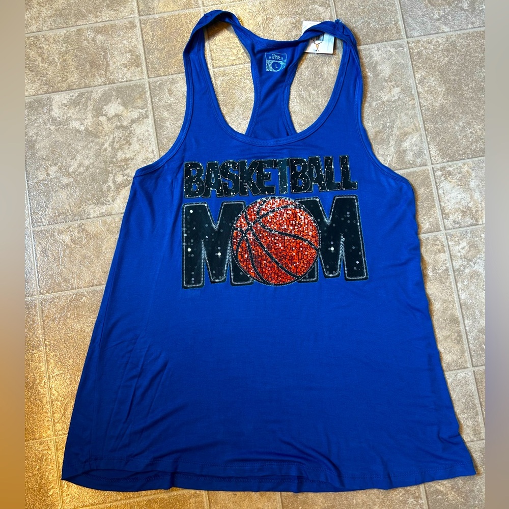 NWT “Sexy Basics” Basketball Mom Tank Top, sz L